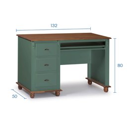 Escrivaninha 3 Gavetas Suporte Teclado e Divisor de Ambiente 50605 Linz Moveis - Verde Musgo/imbuia - 5