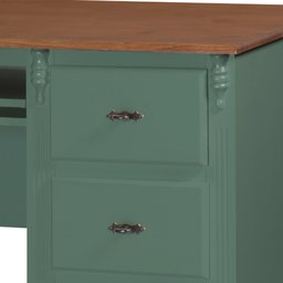 Escrivaninha 3 Gavetas Suporte Teclado e Divisor de Ambiente 50605 Linz Moveis - Verde Musgo/imbuia - 4