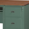 Escrivaninha 3 Gavetas Suporte Teclado e Divisor de Ambiente 50605 Linz Moveis - Verde Musgo/imbuia - 4