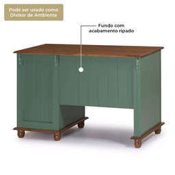 Escrivaninha 3 Gavetas Suporte Teclado e Divisor de Ambiente 50605 Linz Moveis - Verde Musgo/imbuia - 3