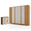 Ver imagem 1 de Guarda Roupa Casal Evo 6 Portas Cinamomo e Off-white com Cômoda São Paulo 6 Gavetas 2 Portas Cinamom