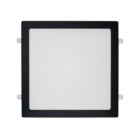 Painel de Led Blumenau Quadrado de Embutir 24W Bivolt Preto 3000K - Luz Amarela