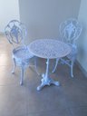 Ver imagem 1 de Conjunto de Mesa para Jardim Chinês com Mesa Pé Central e 2 Cadeiras em Alumínio Fundido Unifer Móve
