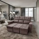 Ver imagem 2 de Sofá Retrátil e Reclinável 3 Lugares Londres 2.10cm C/molas - Suede