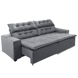 Sofá Concept 3,00 metros Retrátil e recinável com Mola Suede Light Cinza - Sofá na Web - 1