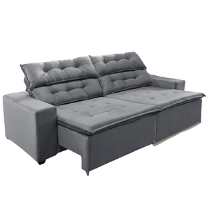 Sofá Concept 3,00 metros Retrátil e recinável com Mola Suede Light Cinza - Sofá na Web