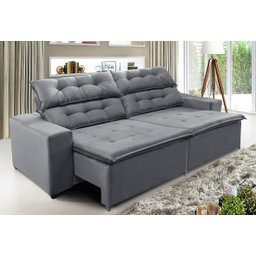 Sofá Concept 3,00 metros Retrátil e recinável com Mola Suede Light Cinza - Sofá na Web - 2