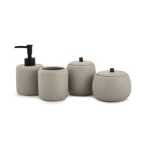 Kit para Lavabo em Cerâmica Cinza com 4 Peças - Mart