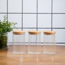 Ver imagem 4 de Kit 3 potes vidro canelado com tampa de bambu 800ml - Oikos