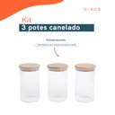 Ver imagem 2 de Kit 3 potes vidro canelado com tampa de bambu 800ml - Oikos