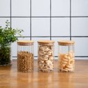 Ver imagem 5 de Kit 3 potes vidro canelado com tampa de bambu 800ml - Oikos