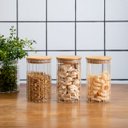 Ver imagem 6 de Kit 3 potes vidro canelado com tampa de bambu 800ml - Oikos