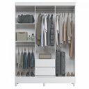 Ver imagem 3 de Guarda Roupa Casal com Pés 6 Portas 2 Gavetas Branco New Opção
