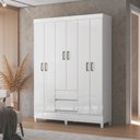 Ver imagem 2 de Guarda Roupa Casal com Pés 6 Portas 2 Gavetas Branco New Opção