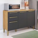 Ver imagem 2 de Balcão de Cozinha 120 Cm Napoli 3 Portas 2 Gavetas 100% Mdf Amêndoa/chumbo - Rio Doce