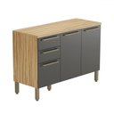 Ver imagem 1 de Balcão de Cozinha 120 Cm Napoli 3 Portas 2 Gavetas 100% Mdf Amêndoa/chumbo - Rio Doce