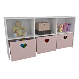 Estante de Nichos com Baús de Coração Samara 100% Mdf (menina Brinquedo Rosa) Woodcore - 3
