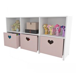 Estante de Nichos com Baús de Coração Samara 100% Mdf (menina Brinquedo Rosa) Woodcore - 4