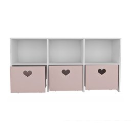 Estante de Nichos com Baús de Coração Samara 100% Mdf (menina Brinquedo Rosa) Woodcore - 8
