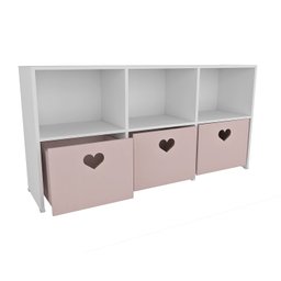 Estante de Nichos com Baús de Coração Samara 100% Mdf (menina Brinquedo Rosa) Woodcore - 6