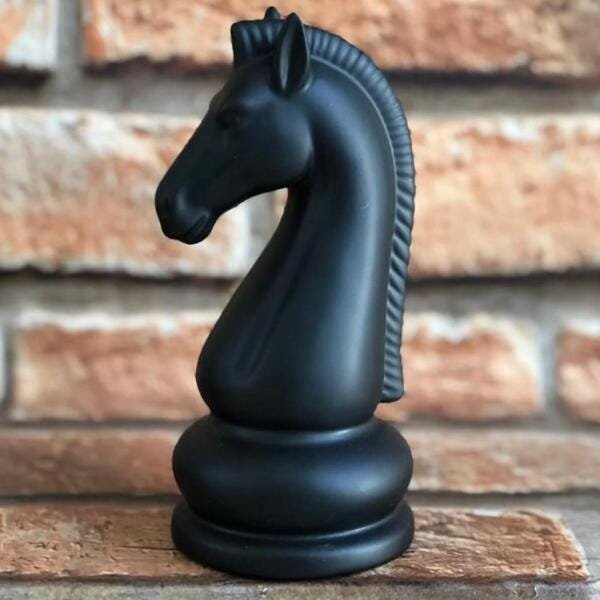 Enfeite Cavalo Grande Peça de Xadrez Preto e Branco 23cm - Tiger