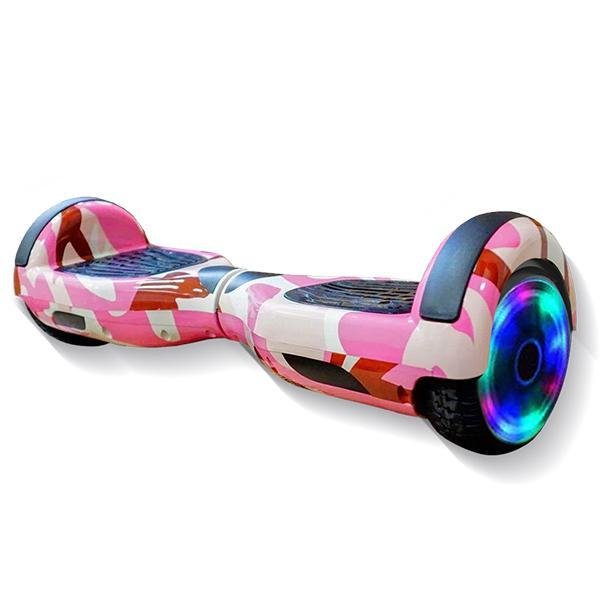 Hoverboard Overboard Skate Elétrico Led Rosa Camuflado Rodas de 6.5" Bluetooth - 4