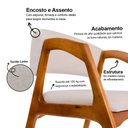 Ver imagem 3 de Cadeira de Jantar Estofada Gabriela em Madeira e Mdf Cerejeira Linho Bege