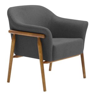 Poltrona Sala de Estar Luna Base Madeira Castanho Poliéster Grafite - Nexta Casa