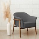 Ver imagem 2 de Poltrona Sala de Estar Luna Base Madeira Castanho Poliéster Grafite - Nexta Casa