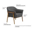 Ver imagem 3 de Poltrona Sala de Estar Luna Base Madeira Castanho Poliéster Grafite - Nexta Casa