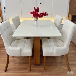 Sala de Jantar Moderna 4 Cadeiras 1,20 Royal Requinte Salas - 1