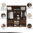 Ver imagem 3 de Guarda Roupa Casal Marlin 6 Portas de Bater 4 Gavetas com Nichos Mdf Nogueira/fendi G98 - Gran Belo