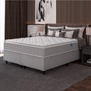 Ver imagem 1 de Cama Box Queen Colchão Molas Ensacadas Pillow Top Perfect 158x198x71cm Cinza/branco Umaflex