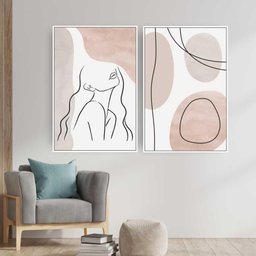 Quadro Tela Composição Slim Tela Moldura Branca 2X 45X30Cm - 1