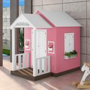 Ver imagem 1 de Casinha de Brinquedo Artesanal com Varanda MDF Branco/Rosa - Criança Feliz Casinha com Varanda