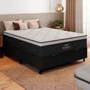 Ver imagem 3 de Cama Box Baú Casal Colchão Gazin Maximus Molas Ensacadas 138x188x65cm Cinza / Preto