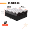 Ver imagem 4 de Cama Box Baú Casal Colchão Gazin Maximus Molas Ensacadas 138x188x65cm Cinza / Preto