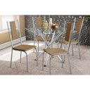Ver imagem 1 de Sala de Jantar Completa Volga C- Tampo de Vidro 90cm e 4 Cadeiras Lisboa Cromada - Capuccino -