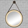 Espelho Redondo Adnet LED 37cm Café com Suporte e Alça em Couro Ecológico Decorativo com Interruptor - 1