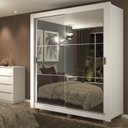 Ver imagem 1 de Guarda-Roupa Solteiro Madesa Dallas Plus 2 Portas de Correr de Espelho 4 Gavetas com Pés Branco Cor: