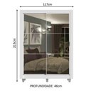 Ver imagem 3 de Guarda-Roupa Solteiro Madesa Dallas Plus 2 Portas de Correr de Espelho 4 Gavetas com Pés Branco Cor: