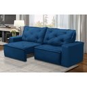 Ver imagem 1 de Sofá Retrátil e Reclinável 3 lugares com Molas 1,80m Alana Suede Azul Madelina