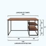 Mesa de Metalon e Madeira Home Office Square - Marrom - 1,50x0,70x0,75M - 3
