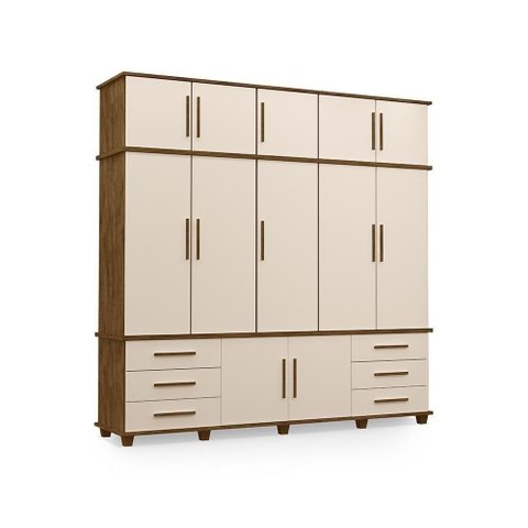 Guarda Roupa Casal Yara 12 Portas 6 Gavetas MDF Malbec-Off White Casah