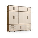 Ver imagem 1 de Guarda Roupa Casal Yara 12 Portas 6 Gavetas MDF Malbec-Off White Casah