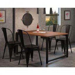 Kit com 4 Cadeira Tolix Iron Aço Carbono Industrial - Preto - 1