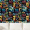 Papel de Parede 3d Grafite Gamer Colorido Auto Colante Arte Geek Quarto Sala Lavavel 15m - 1