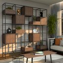 Ver imagem 1 de Estante Moderna Estilo Industrial Concret 200x40x200 Cor de mdf Castanho