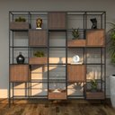Ver imagem 2 de Estante Moderna Estilo Industrial Concret 200x40x200 Cor de mdf Castanho