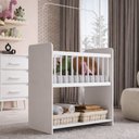 Ver imagem 3 de Mini Berço Fixo Moisés Toy para Bebê com Colchão 89cm Branco - Desk Design